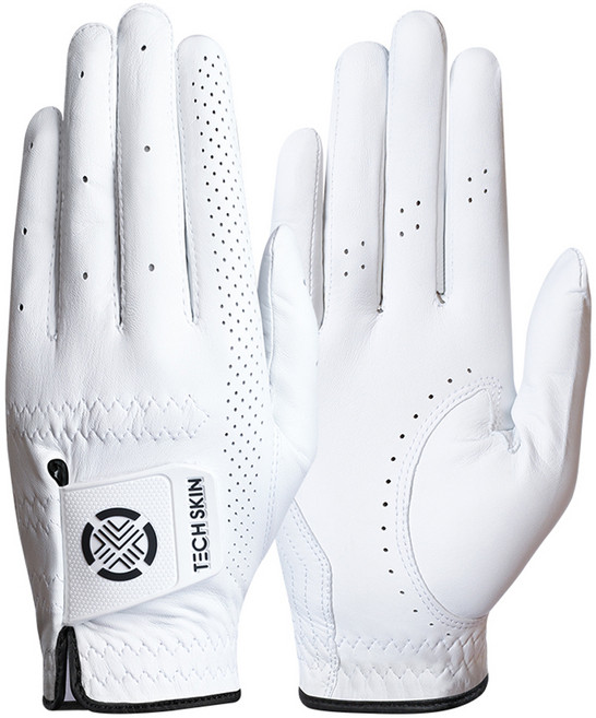 테크스킨 여성용 양피 엘리트 핏 골프장갑 양손용, 화이트, 1세트