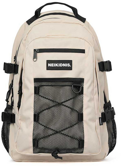 NEIKIDNIS 男女通用網眼抽繩後揹包, 淺米色