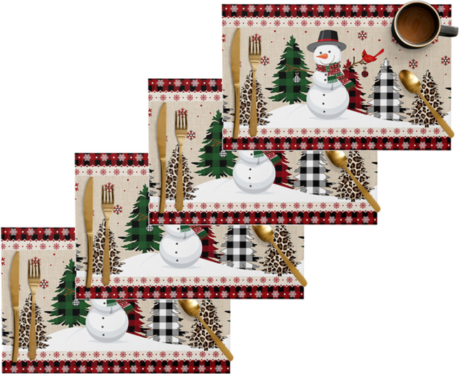 크리스마스 눈송이 테이블 매트, 스타일 12, 4개, 45 x 30 cm