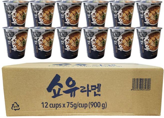 에이스쿡 쇼유 라멘 컵라면 소컵 75g, 12개