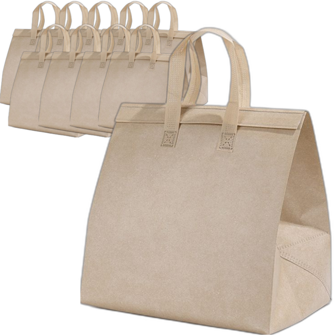 비비드하우스 일회용 은박 보온보냉백, 크라프트, 10개