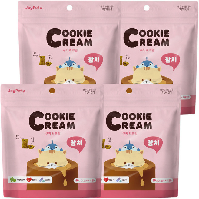 조이펫 쿠키 앤 크림 고양이간식, 참치, 60g, 4개