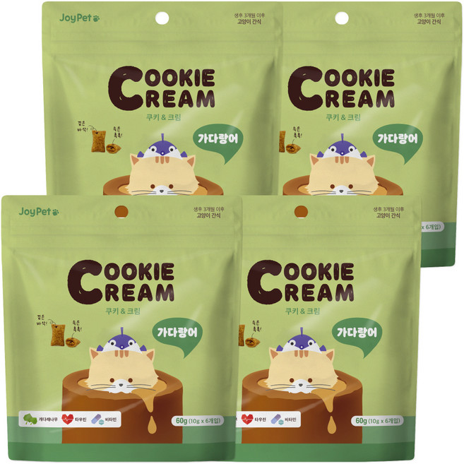 조이펫 고양이 쿠키 앤 크림 간식, 가다랑어, 60g, 4개