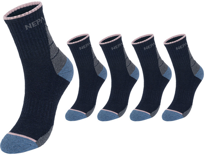 NEPA 女性機能氣墊登山中筒襪5雙組 NPCPFMDS, 1套, 海軍藍(NPCPFMDS-NV5)
