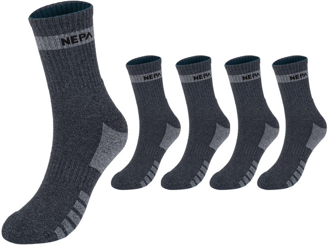 네파 남성용 엑티브 쿠션 등산 중목 양말 5족 세트, 그레이(NPCAVMDL-GR5), 1세트