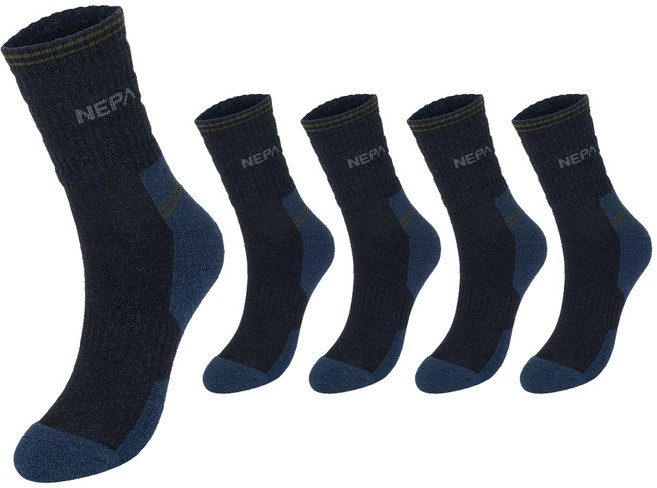 NEPA 男款探險氣墊登山中筒襪5雙組 NPCABMDL, 1套, 黑色