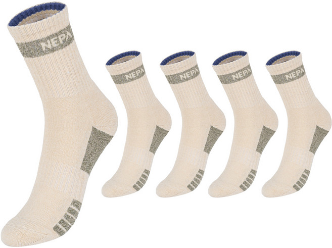 네파 남성용 엑티브 쿠션 등산 중목 양말 5족 세트 NPCAVMDL, 베이지카키(NPCAVMDL-BE/KH5), 1세트