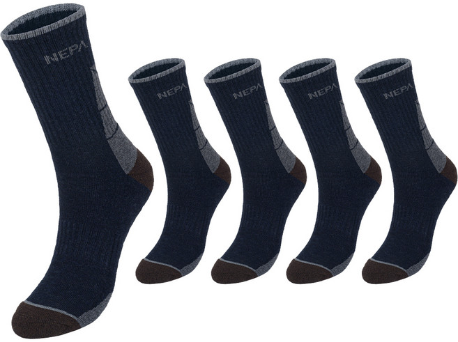 네파 남성용 퍼포먼스 쿠션 등산 장목 양말 5족 세트 NPCPFCRL, 네이비(NPCPFCRL-NV5), 1세트