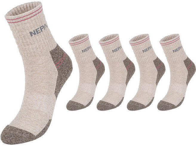 네파 여성용 어드벤처 쿠션 등산 중목 양말 5족 세트 NPCABMDS, 베이지(NPCABMDS-BE5), 1세트