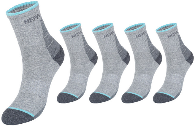 네파 여성용 퍼포먼스 쿠션 등산 중목 양말 5족 세트 NPCPFMDS, 라이트그레이(NPCPFMDS-L/GR5), 1세트