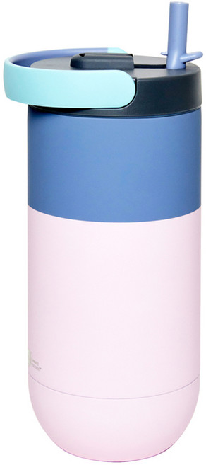 아소부 스테인레스 손잡이 빨대 대용량 세라믹 오르빗 보온보냉 텀블러, 파스텔핑크, 900ml, 1개