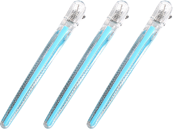 바코젤 헤어 일자 집게핀, 3개, 파랑