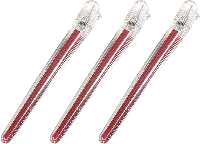 바코젤 헤어 일자 집게핀, 3개, 빨강