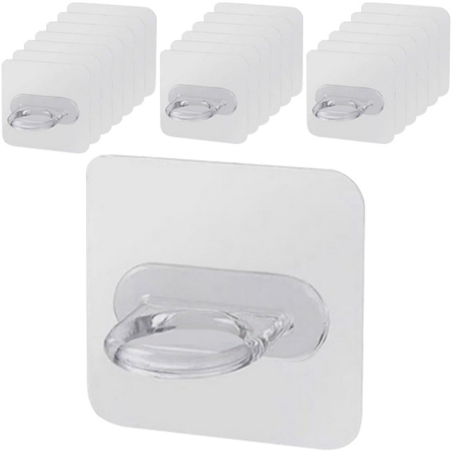 리빙홈디테일 무타공 다용도 욕실 용기 걸이 후크 GE-12, 투명, 20개