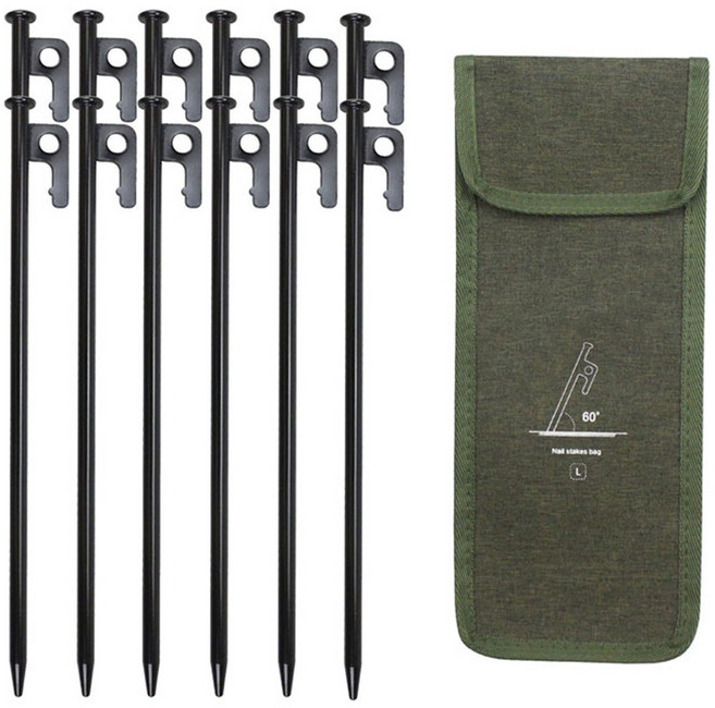 하이퍼플래닛 캠핑 단조팩 30cm x 12p + 콤팩트 하드 파우치 세트, 1세트