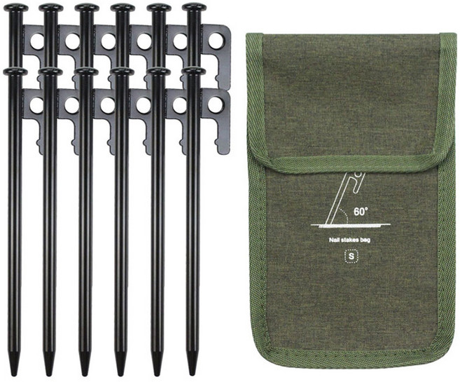 하이퍼플래닛 캠핑 단조팩 20cm x 12p + 콤팩트 하드 파우치 세트, 1세트