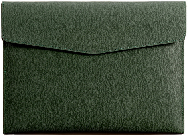동아피엠에스 A4파일 가죽클러치, 다크그린, 1개