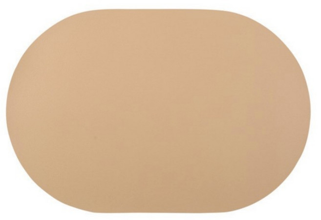 지리즈 미끄럼방지 심플 타원형 가죽 식탁매트, 베이지, 45 x 30 cm, 1개