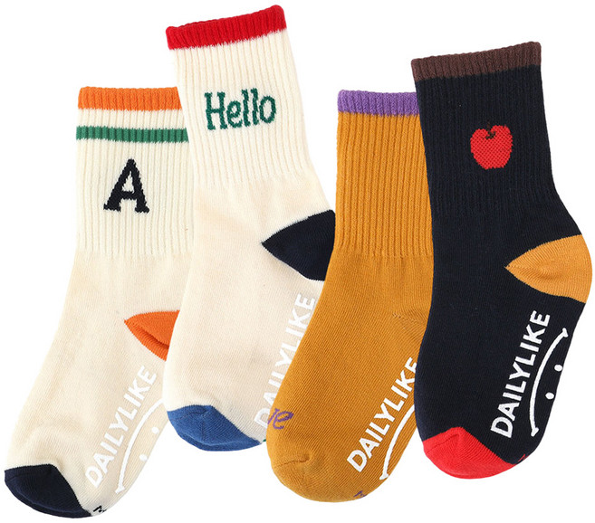 데일리라이크 아동용 포인트 크루 삭스 4켤레 세트