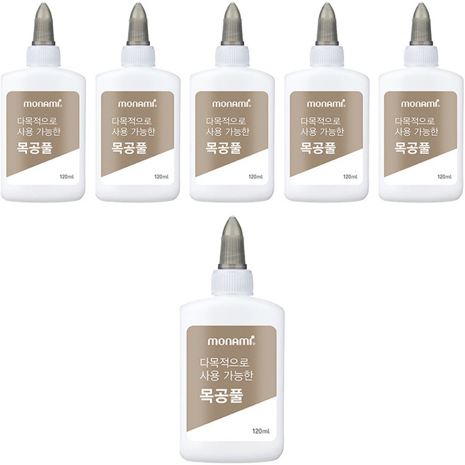 모나미 다목적으로 사용 가능한 목공풀, 120ml, 6개