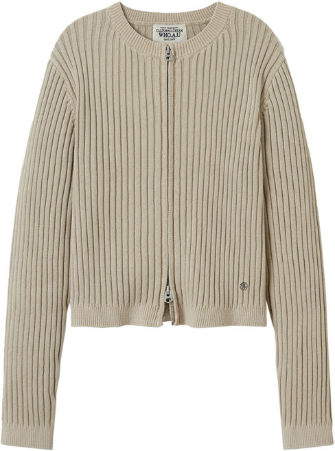 WHO.A.U 女款復古棉質麻花拉鍊外套 WHCKE4744F