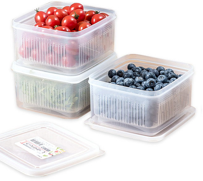 나까야 앳홈 사각 물빠짐 채반 T 용기, 3개, 1.1L