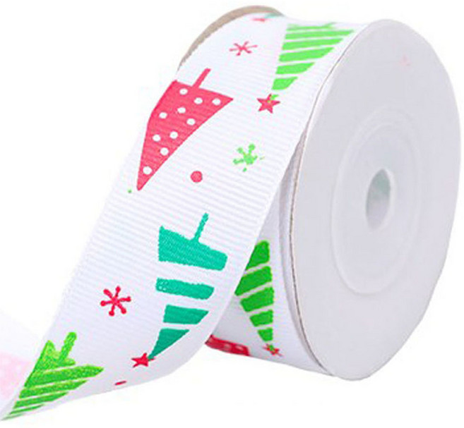 스투피드 크리스마스 리본 포장끈, 화이트트리, 1개, 9m