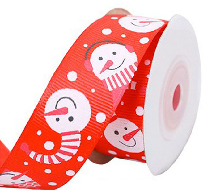 스투피드 크리스마스 리본 포장끈, 레드눈사람, 1개, 9m