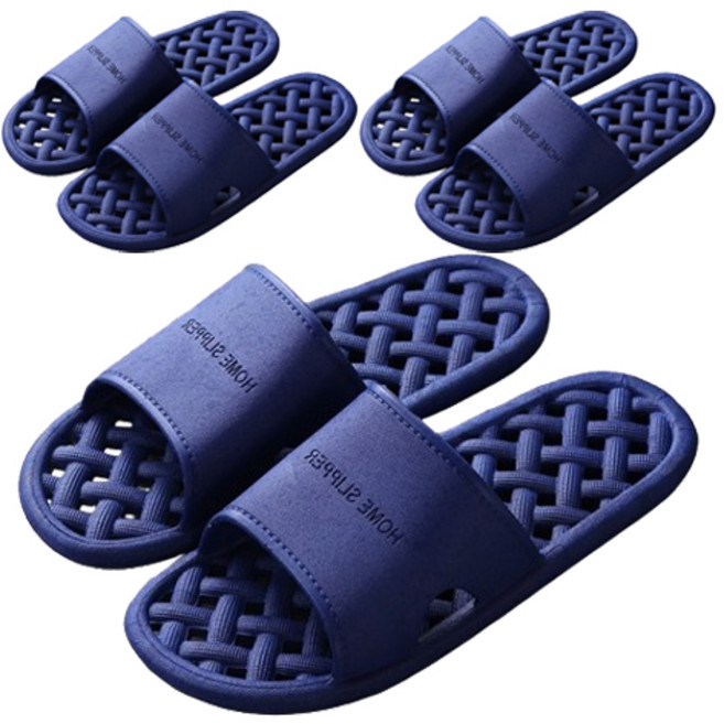 마켓감성 물빠짐 호텔식 욕실화, 네이비, 3개