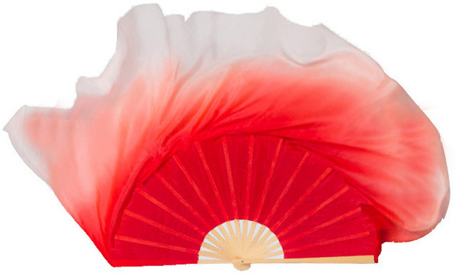 마켓피아 레드 그라데이션 전통 실크 너슬 무용 부채 10cm, 1개, A 타입
