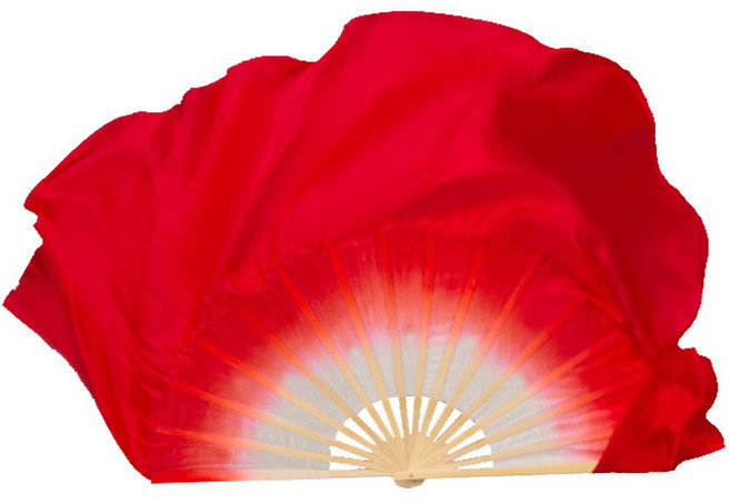 마켓피아 레드 그라데이션 전통 실크 너슬 무용 부채 30cm, 1개, B 타입