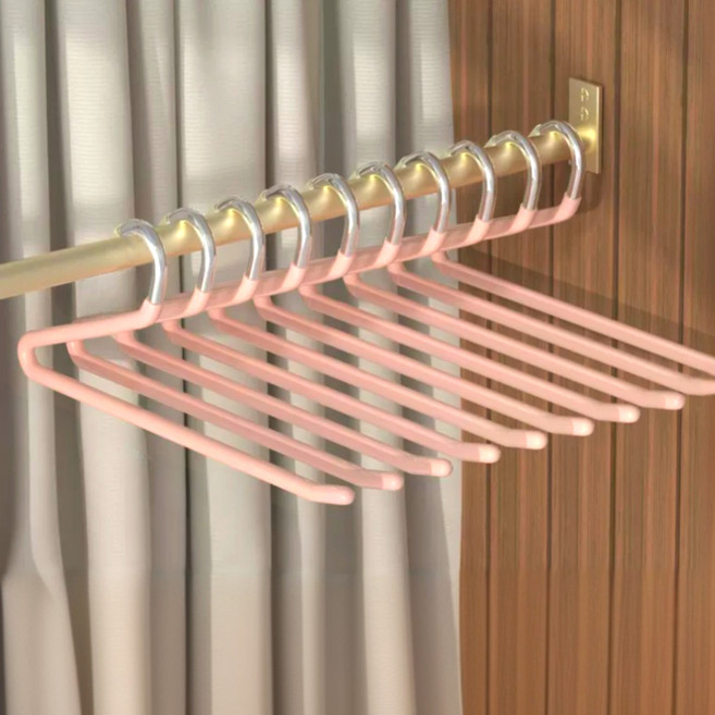 역방향 논슬립 프리미엄 엔드 코팅 바지걸이, 핑크, 10개