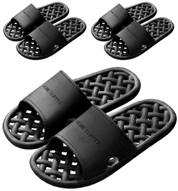 마켓감성 물빠짐 호텔식 욕실화, 블랙, 3개