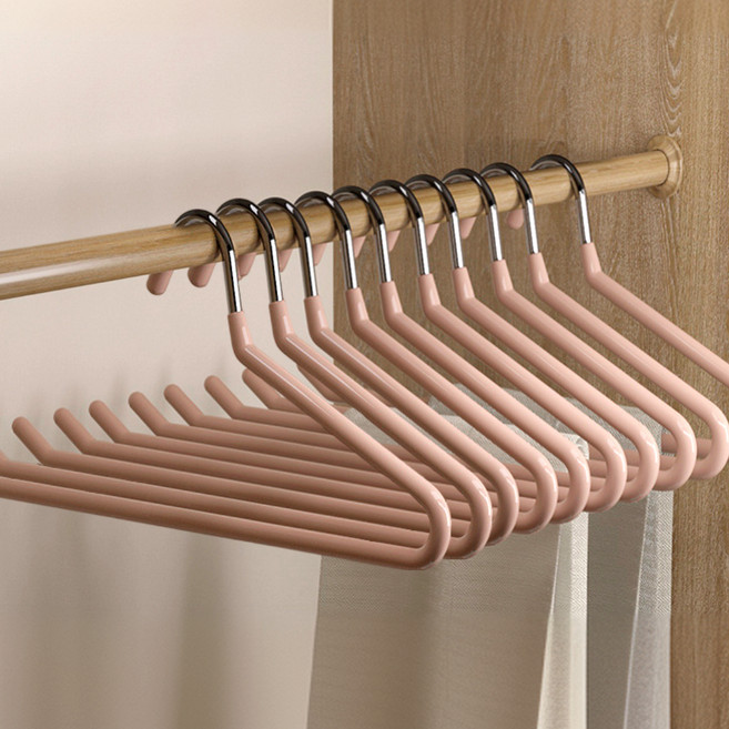 논슬립 프리미엄 엔드 코팅 바지걸이, 핑크, 10개