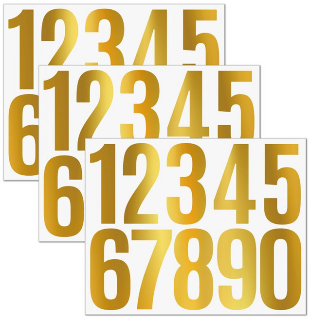 데일리네스트 다이어리 귀여운 숫자 팬시스티커 21 x 16.8 cm, 골드, 3개