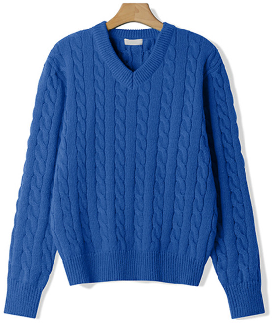 엠엔씨 남녀공용 리사이클 꽈배기 브이넥 니트 MDKN907DS