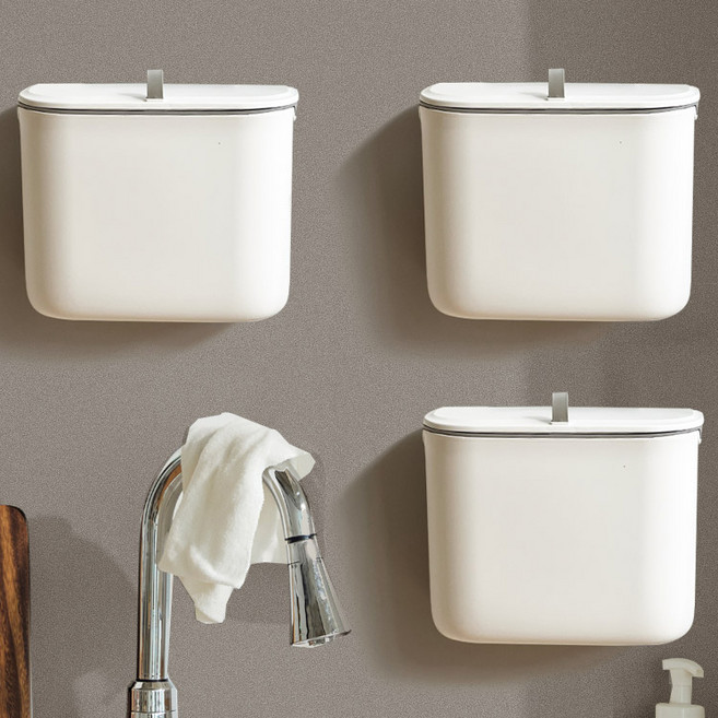 리빙해피 주방 걸이형 휴지통 7L 3p, 화이트