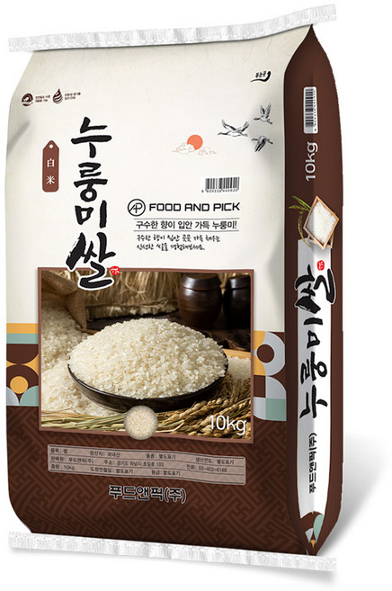 푸드앤픽 누룽미쌀 백옥향 백미 특등급, 1개, 10kg