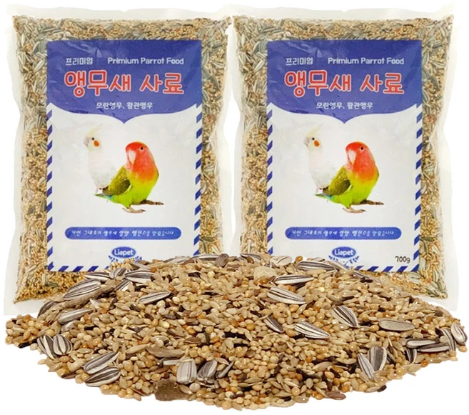 리프패럿 프리미엄 앵무새 사료, 700g, 2개 - 쿠팡