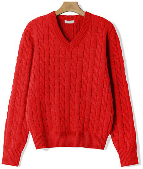 엠엔씨 남녀공용 리사이클 꽈배기 브이넥 니트 MDKN907DS