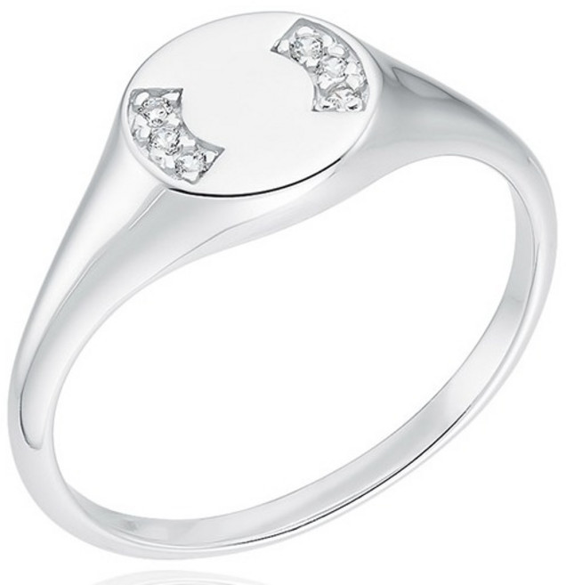 로이드 여성용 스톤 포인트 원형 플랫 실버 반지