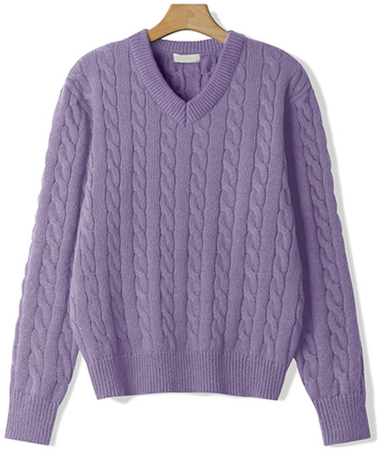 엠엔씨 남녀공용 리사이클 꽈배기 브이넥 니트 MDKN907DS