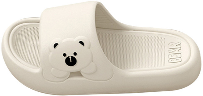 데이소이 귀여운 사이드 곰돌이 미끄럼방지 다용도 욕실화, 화이트, 1개