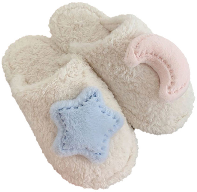 에버하우스 별달 쿠션 방한 실내화 막힘, 화이트, 1개