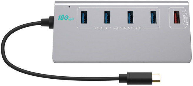 넥스트유 데이터 4포트 + 충전 1포트 USB허브 3290TC-10G, 1개