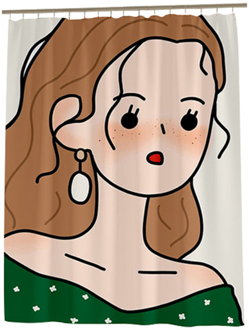 마켓감성 유러피언 드로잉 방수 샤워커튼, 주근깨소녀, 1개