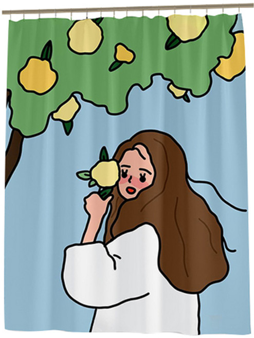 마켓감성 유러피언 드로잉 방수 샤워커튼, 나무아래소녀, 1개