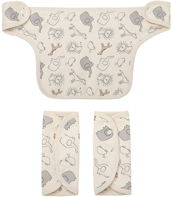 위드오가닉 신생아 아기띠 턱받이 + 침받이 세트, 모모의숲, 1세트