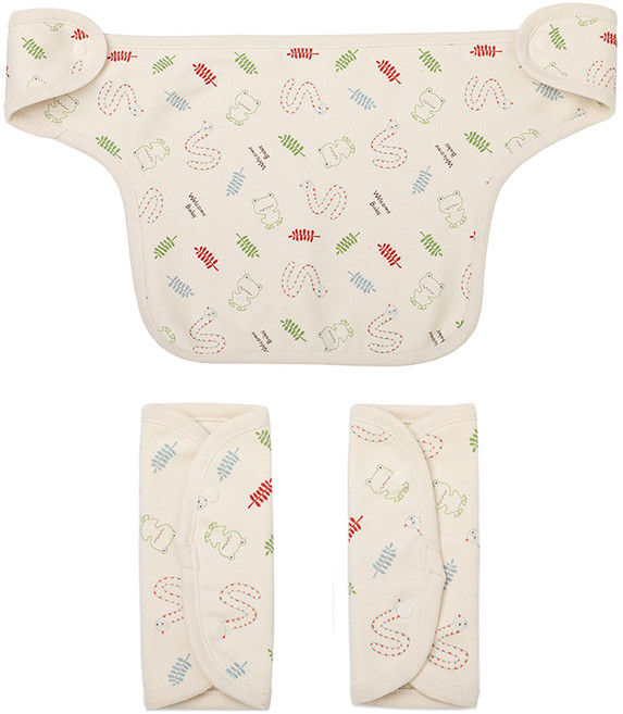 위드오가닉 신생아 아기띠 턱받이 + 침받이 세트, 웰컴베이비, 1세트