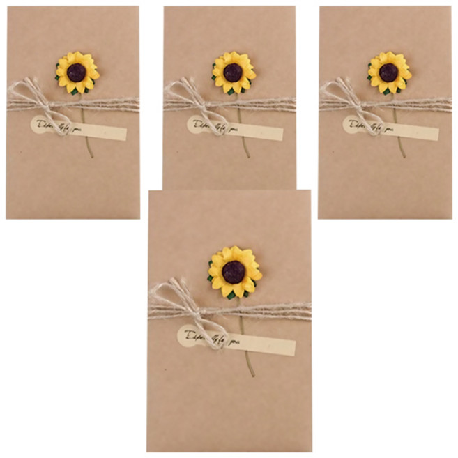 라이프팁스 고급스러운 크라프트 감성편지지, 해바라기L, 4개